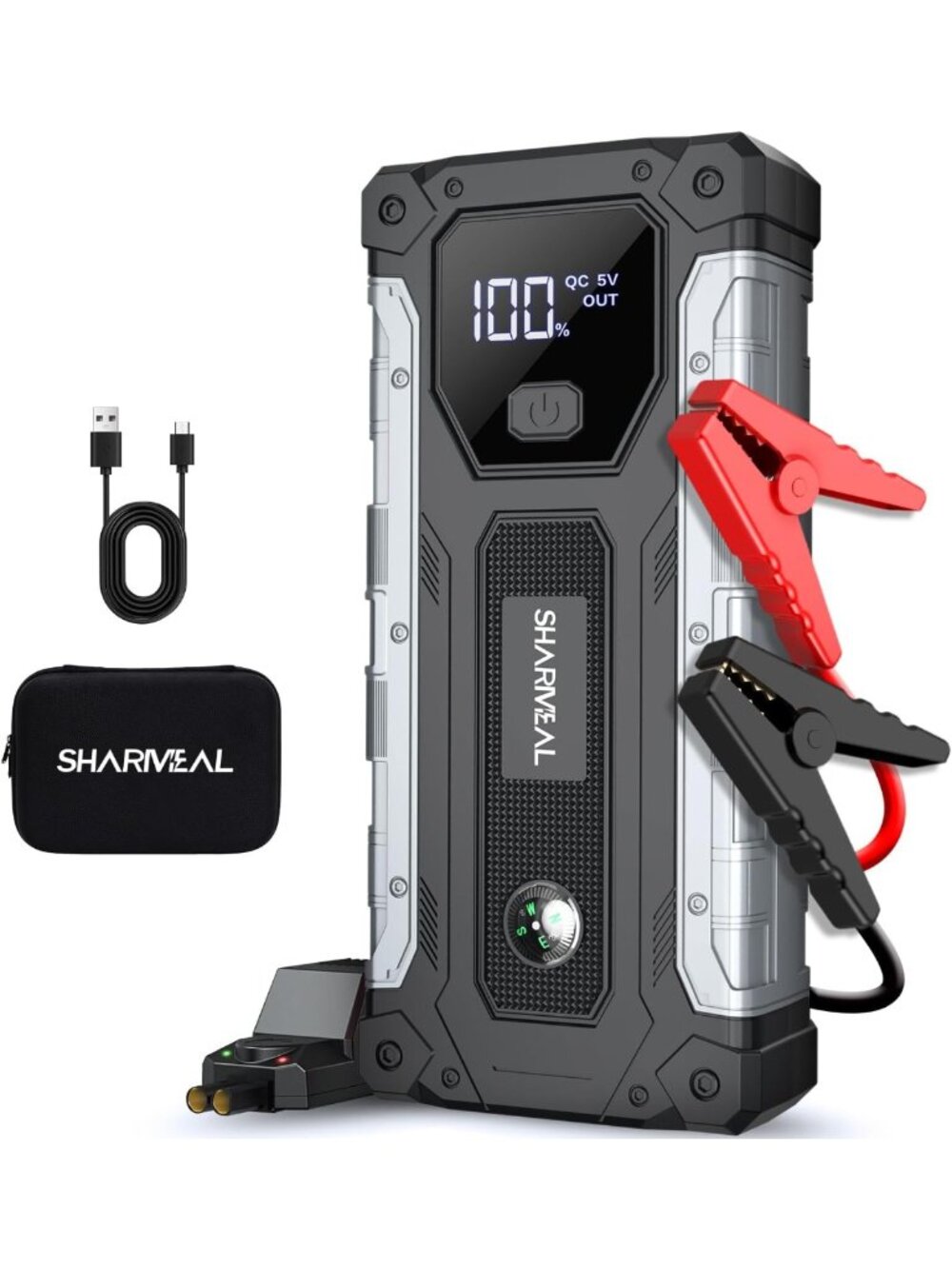 Powerful 7000A Car Jump Starter Battery Pack for Gas & Diesel Vehicles, LED